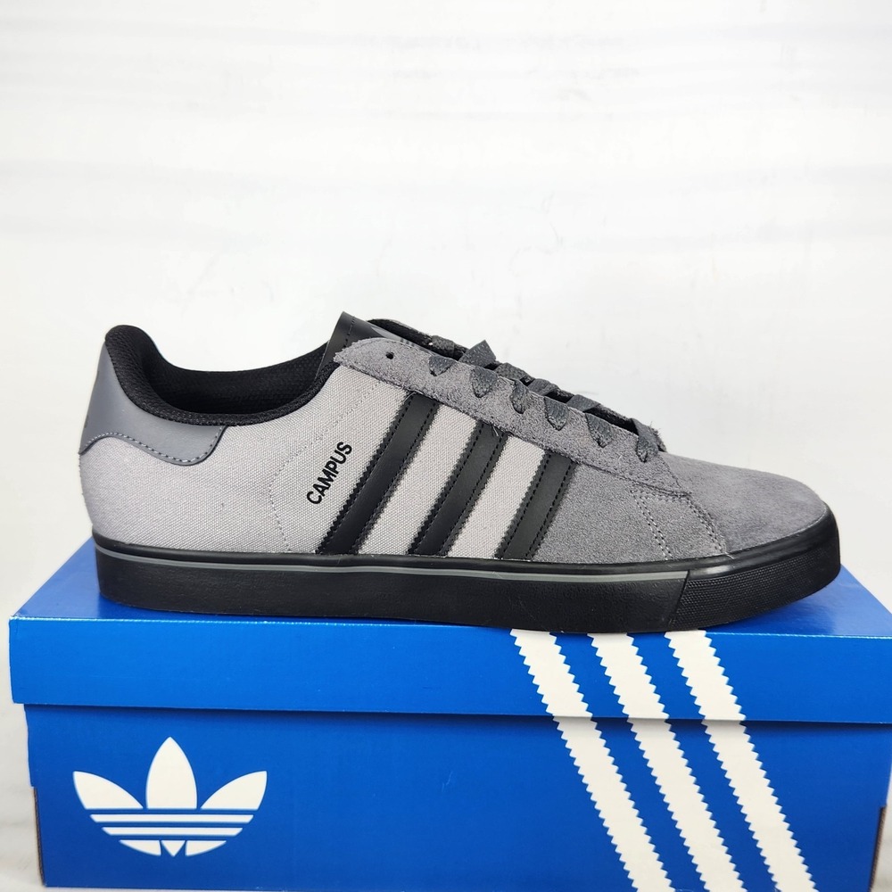Adidas Campus Vulc Sneakers Mens Size 12 Grey Black Suede Canvas Skate Shoes